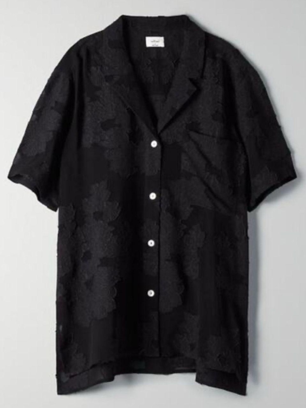 Aritzia Wilfred Atticus Black Sheer Button Front Floral Blouse